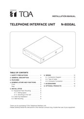 Toa N-8000AL Manuel D'installation