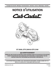 Cub Cadet GTX 2000 Notice D'utilisation