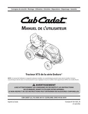 Cub Cadet Enduro XT3 Serie Manuel De L'utilisateur