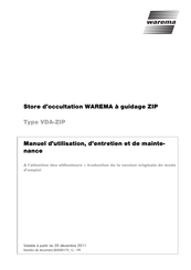 WAREMA VDA-ZIP Manuel D'utilisation, D'entretien Et De Maintenance