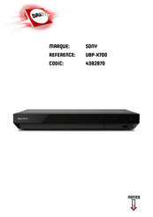 Sony UBP-X700 Mode D'emploi