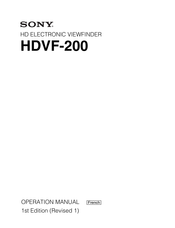 Sony HDVF-200 Mode D'emploi