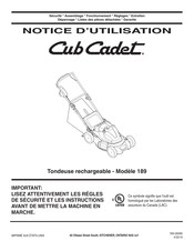 Cub Cadet 189 Notice D'utilisation