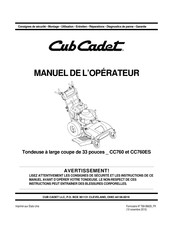Cub Cadet CC 760 ES Manuel De L'opérateur