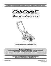 Cub Cadet 552 Manuel De L'utilisateur
