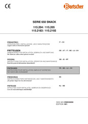 Bartscher 650 SNACK Série Instructions Pour Installation, D'emploi Et Entretien