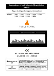 Noble Flame PARIS 920 Instructions D'opération Et D'installation