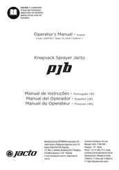 Jacto Knapsack Sprayer Jacto pjb Manuel Du Operateur
