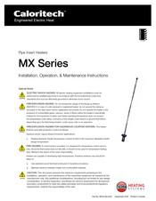 Caloritech MX Serie Instructions Pour L'installation, Le Fonctionnement Et L'entretien