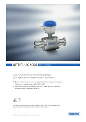 Krohne OPTIFLUX 6000 Notice Technique