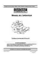 Cub Cadet Commercial Z-Force 54 Manuel De L'opérateur