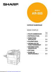 Sharp AR-505 Mode D'emploi