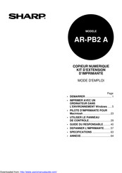 Sharp AR-PB2 A Mode D'emploi