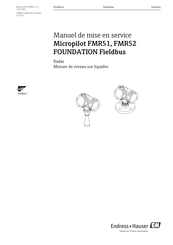 Endress+Hauser FOUNDATION Fieldbus Micropilot FMR51 Manuel De Mise En Service