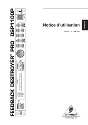 Behringer Feedback Destroyer Pro DSP1100P Manuel D'utilisation