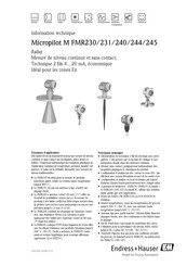 Endress+Hauser Micropilot M FMR230 Information Technique