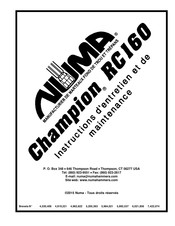 Numa Champion RC160 Instructions D'entretien