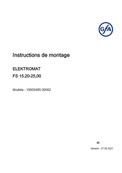 Gfa ELEKTROMAT FS 15.20-25,00 Instructions De Montage