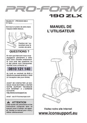 ICON Health & Fitness PRO-FORM 190 ZLX Manuel De L'utilisateur