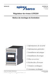 Spirax Sarco LCR2251 Notice De Montage Et D'entretien