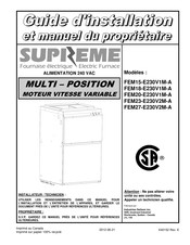 SUPREME FEM18-E230V1M-A Guide D'installation Et Manuel Du Propriétaire