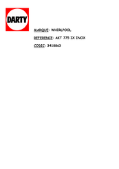 Whirlpool AKT 775 Mode D'emploi