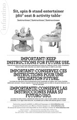 Infantino Sit, spin & stand entertainer 360 seat & activity table Instructions