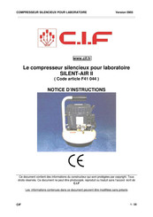C.I.F F41 044 Notice D'instructions
