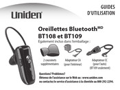 Uniden BT108 Guide D'utilisation