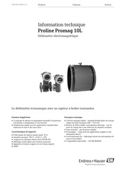 Endress+Hauser Proline Promag 10L Information Technique