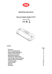 Caso VC11 Mode D'emploi