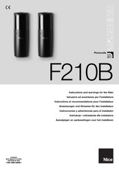 Nice F210B Instructions Et Recommandations Pour L'installateur