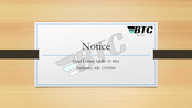 BTC ME-1110300 Notice