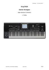 Korg PA3X Aide-Mémoire D'utilisation