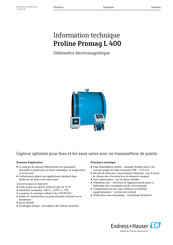 Endress+Hauser Proline Promag L 400 Information Technique