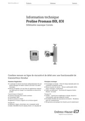 Endress+Hauser Proline Promass 80I Information Technique
