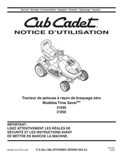 Cub Cadet Time Saver i1046 Notice D'utilisation