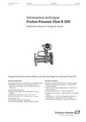 Endress+Hauser Proline Prosonic Flow B 200 Information Technique