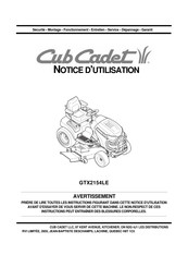 Cub Cadet GTX2154LE Notice D'utilisation