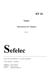 Sefelec HT 10 Serie Notice