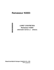 Kemper Ramasseur N3003 Livret D'entretien