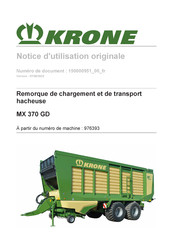 Krone MX 370 GD Notice D'utilisation Originale