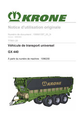 Krone GX 440 Notice D'utilisation Originale