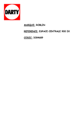 ROBLIN ESPACE CENTRALE 900 Notice D'installation Et D'utilisation