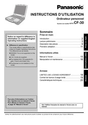 Panasonic CF-30 Série Instructions D'utilisation