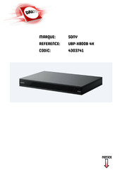 Sony UBP-X800 Mode D'emploi