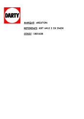 Ariston KBT 6422 I Mode D'emploi