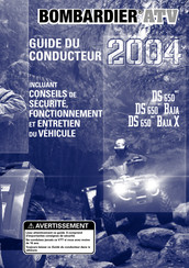 BOMBARDIER DS 650 2004 Guide Du Conducteur