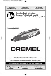 Dremel Lite 7760 Consignes D'utilisation/De Sécurité