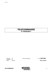 Lincoln Electric 8695 4966 Notice D'instructions